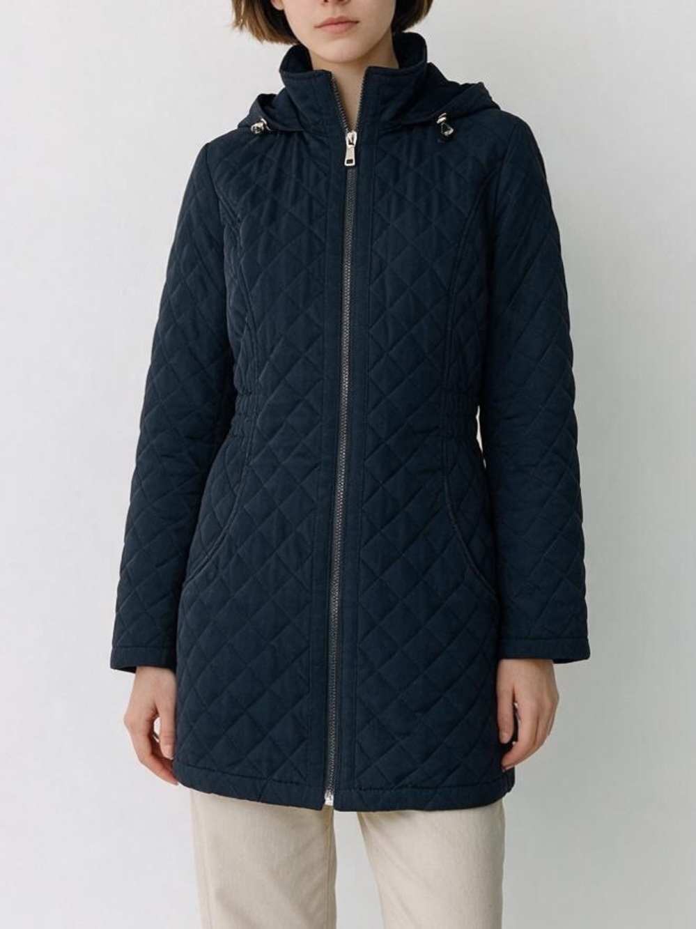 Laundry By Shelli Segal Quilted Hooded Coat Navy